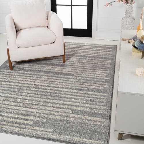 Jonathan Y Khalil Modern Berber Stripe Area Rug In Gray/cream
