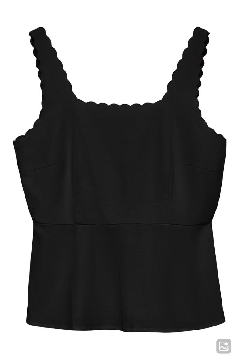 Julietta Scallop Trim Peplum Top, Alternate, color, BLACK
