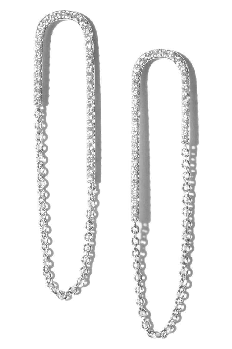 Jolene Crystal Chain Drop Earrings, Main, color, SILVER