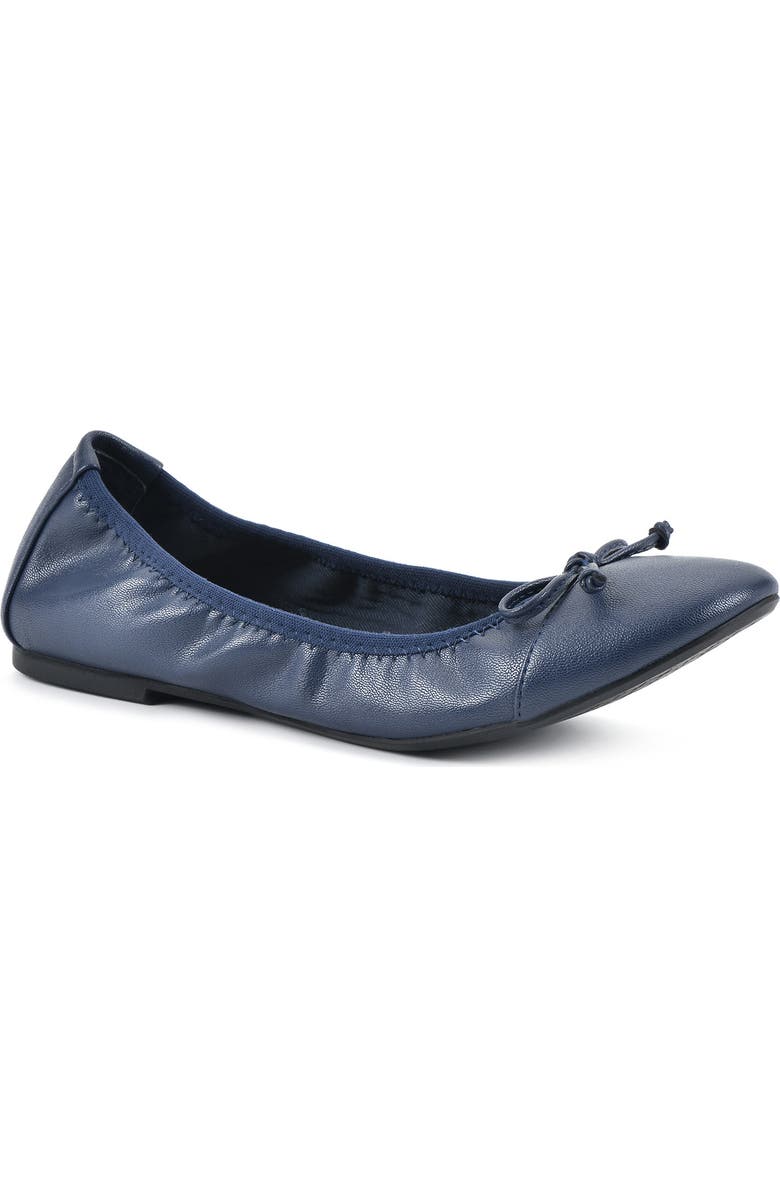 White Mountain Footwear Sunnyside II Ballet Flat - Wide Width, Main, color, Navy/ Smooth