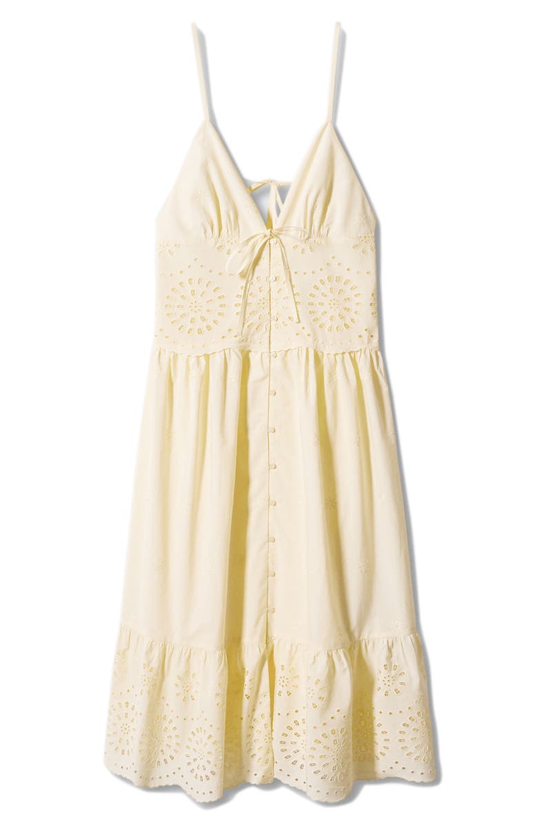 MANGO Openwork Detail Empire Waist Button Front Sundress, Alternate, color,