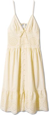 MANGO Openwork Detail Empire Waist Button Front Sundress
