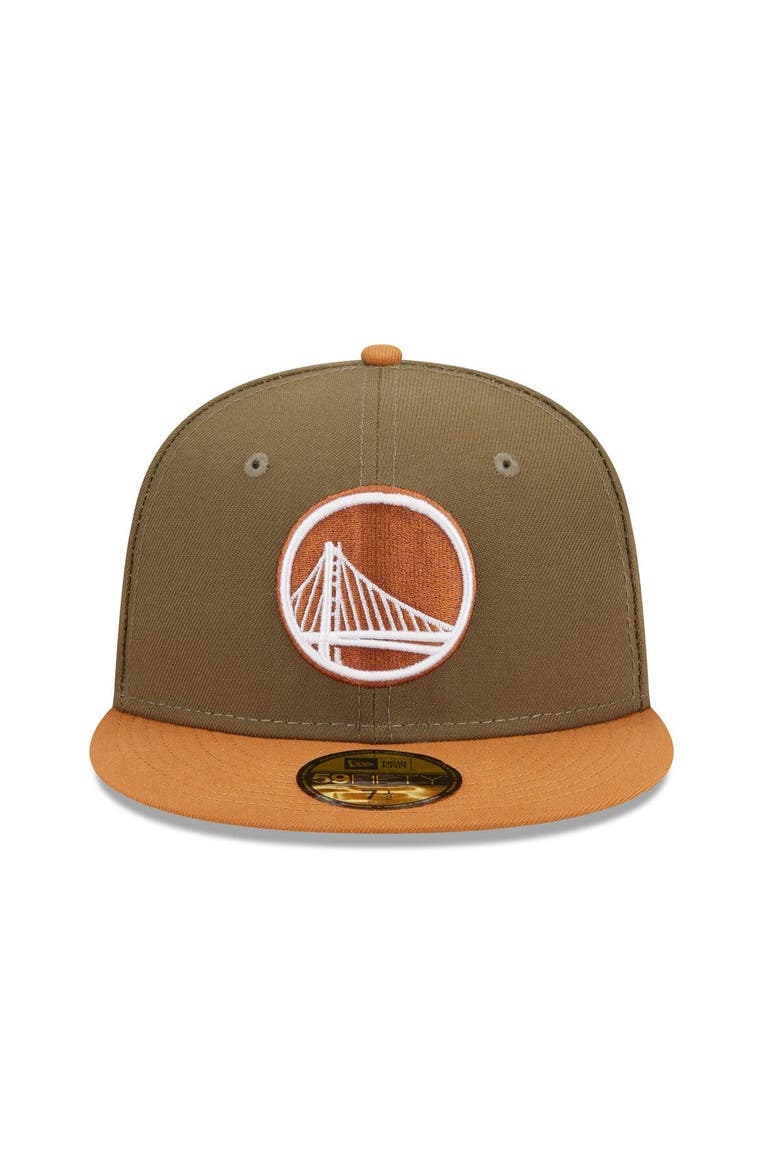 Men's New Era  Olive/Orange Golden State Warriors Two-Tone 59FIFTY Fitted Hat, Alternate, color, Olive