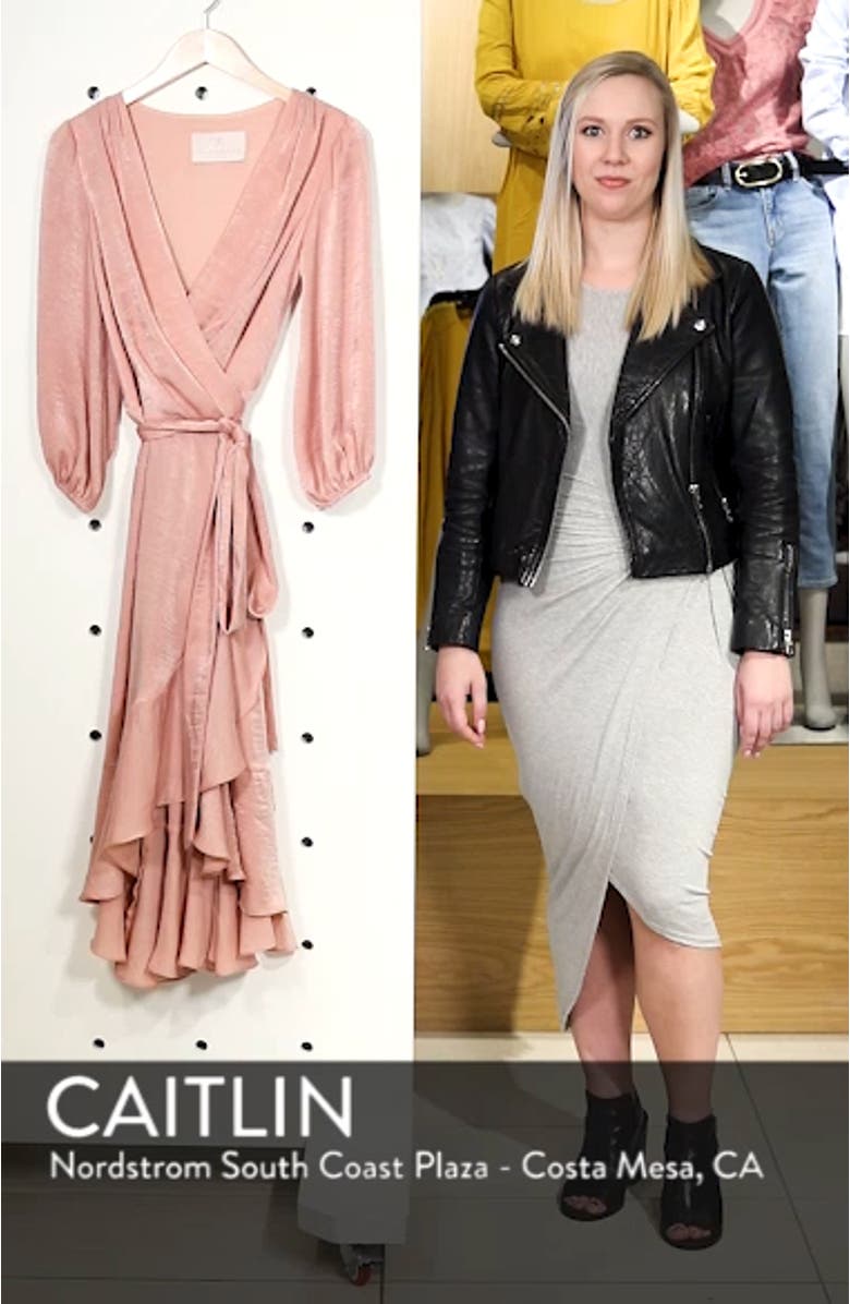 Jennifer Shimmer Satin Wrap Dress, sales video thumbnail