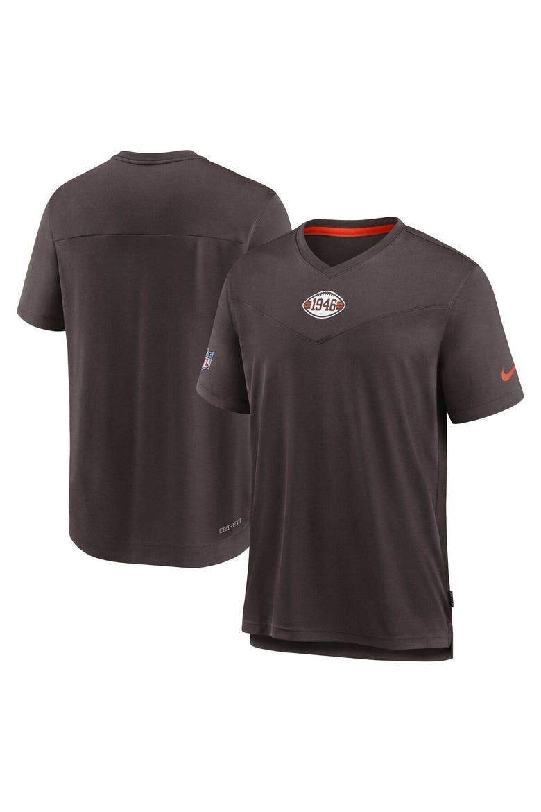 Men's Nike Brown Cleveland Browns Sideline Coaches Vintage Chevron Performance V-Neck T-Shirt, Main, color, Brown