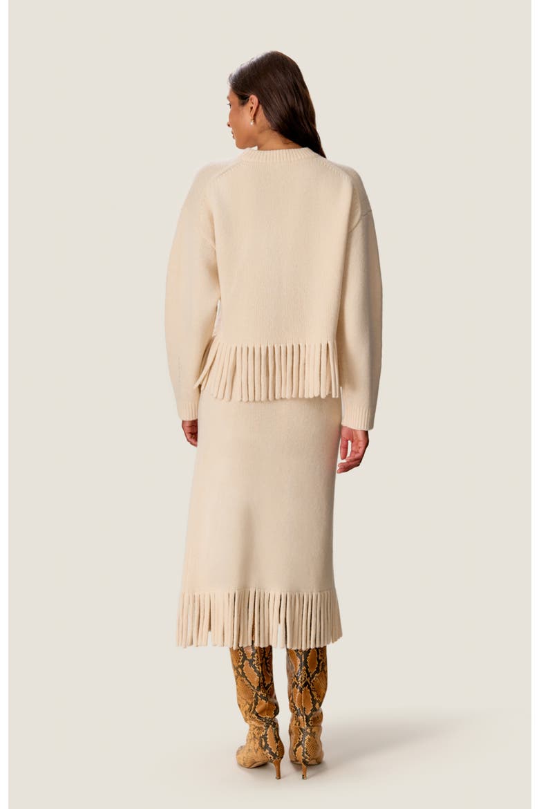 Emelia Fringe Sweater Skirt, Alternate, color, Alabaster