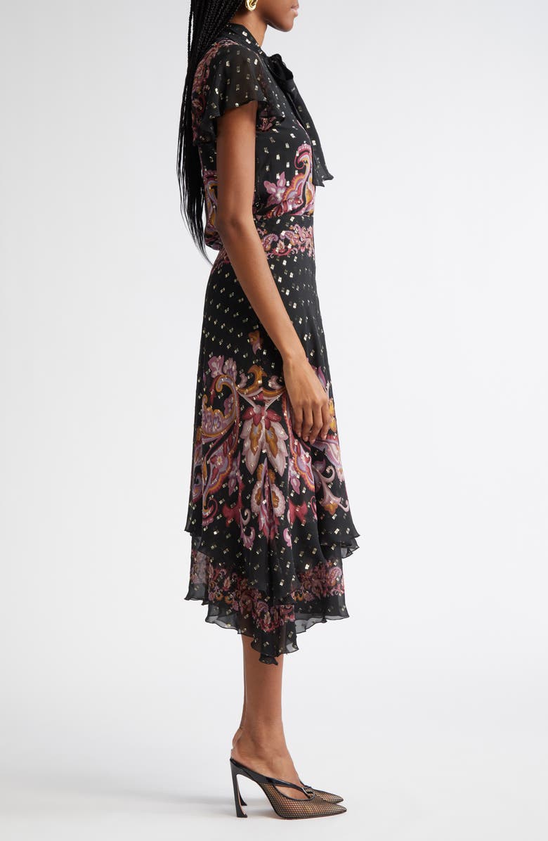 Etro Paisley Metallic Fil Coupé Dress, Alternate, color,