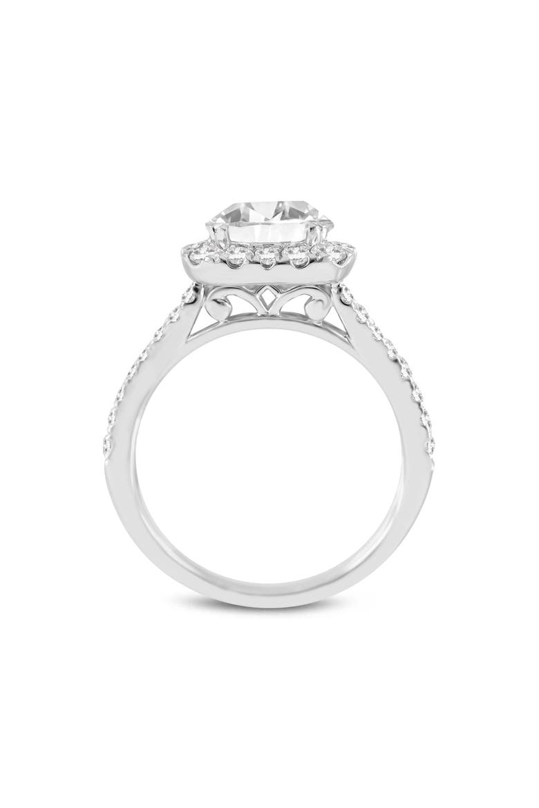 Etoile 14K White Gold Round Cut Lab Grown Diamond Halo Engagement Ring - 2.9 Ct, Alternate, color, 14K White Gold