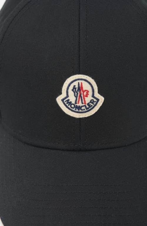 Moncler Logo Patch Adjustable Baseball Cap In Black
