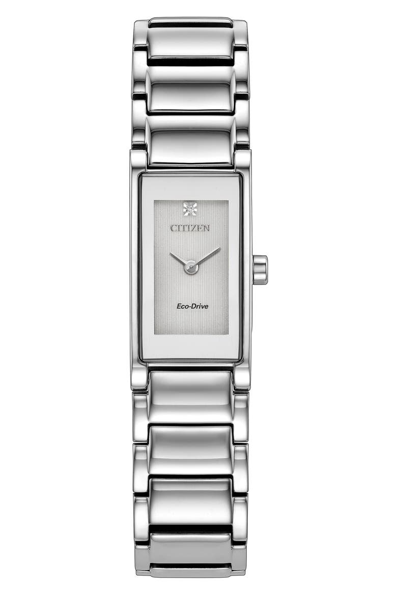 Axiom Diamond Eco-Drive Bracelet Watch, 23mm, Main, color, SILVER-TONE