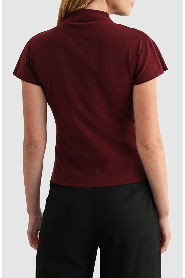 Draped Neck Ruched Top, Alternate, color, BURGUNDY