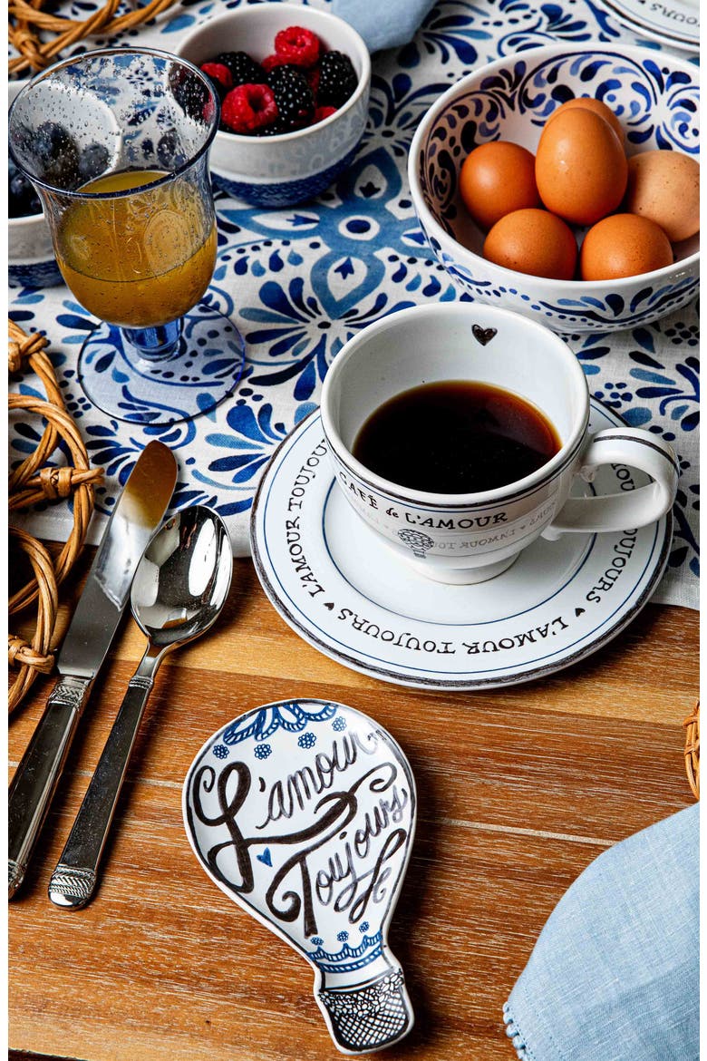 L'Amour Toujours Hot Air Balloon Plate, Alternate, color, WHITEWASH/ BLACK