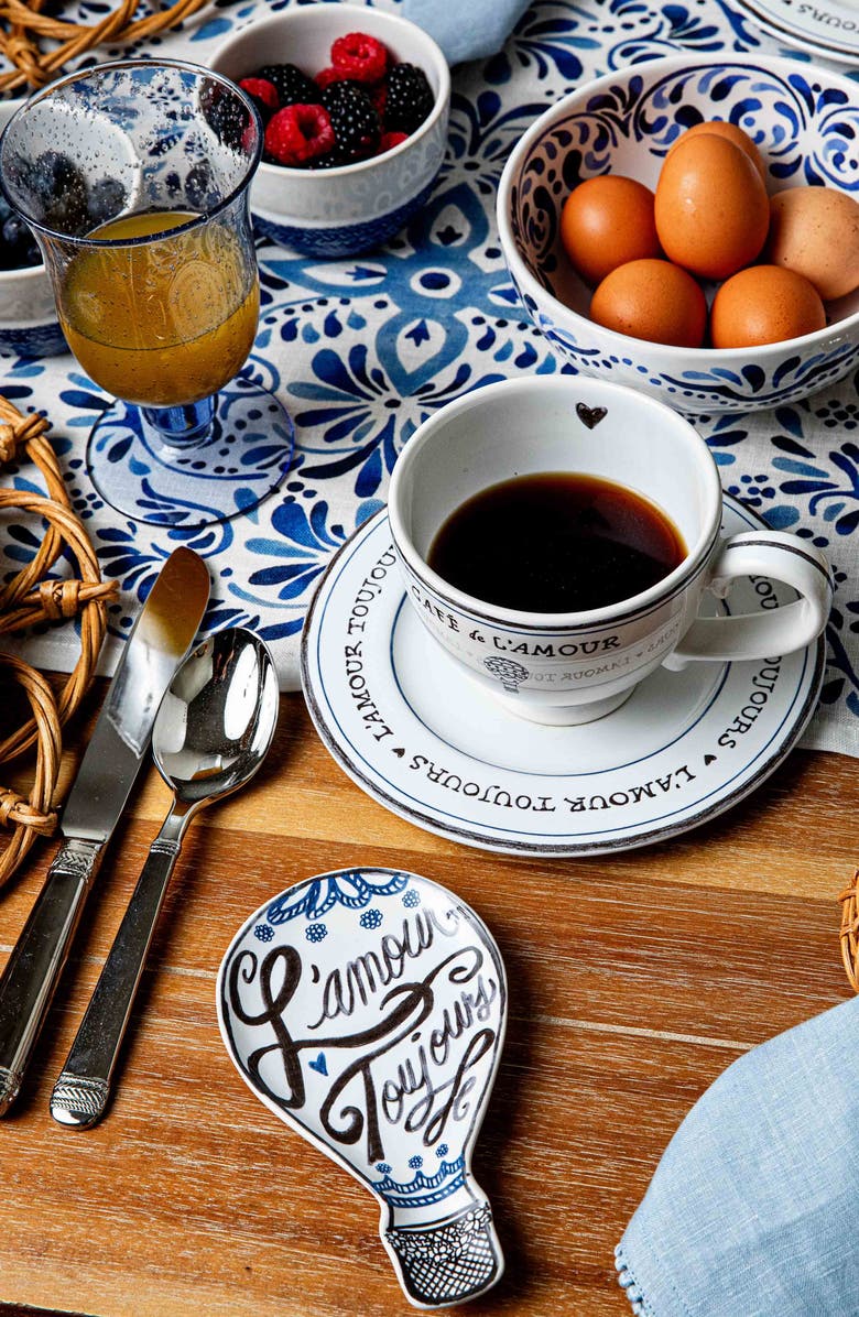 Juliska L'Amour Toujours Hot Air Balloon Plate, Alternate, color, Whitewash/ Black