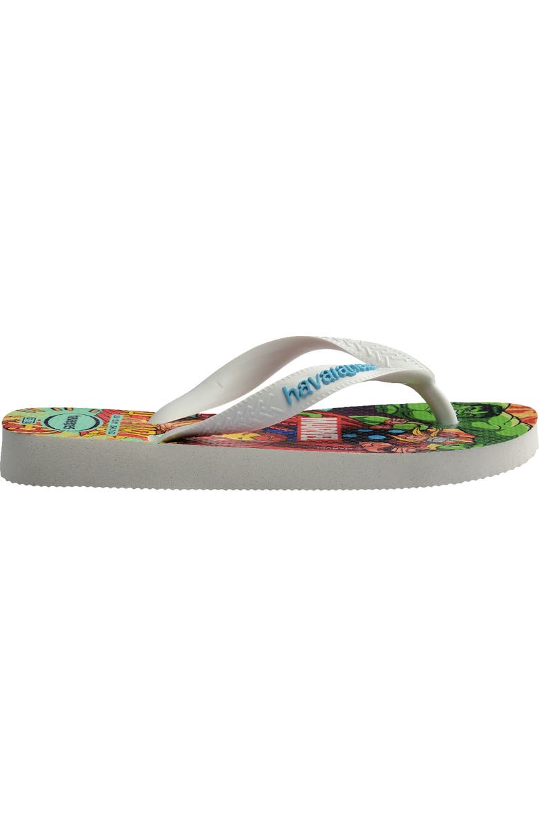 Havaianas Kids' Marvel Flip Flop, Alternate, color, White/White/Blue