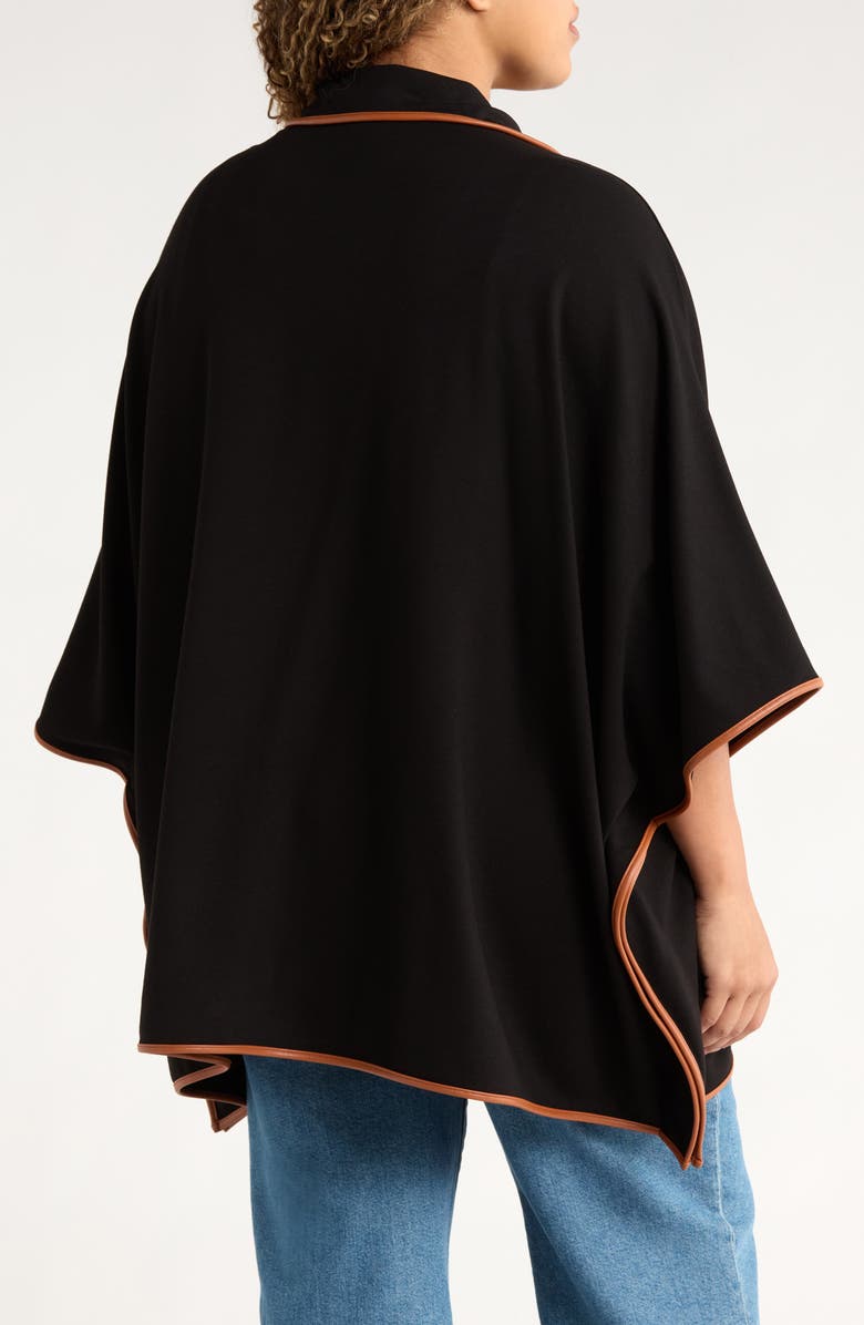 Jones New York Tipped Quarter Zip Poncho, Alternate, color, Jones Black/ Medchestnut