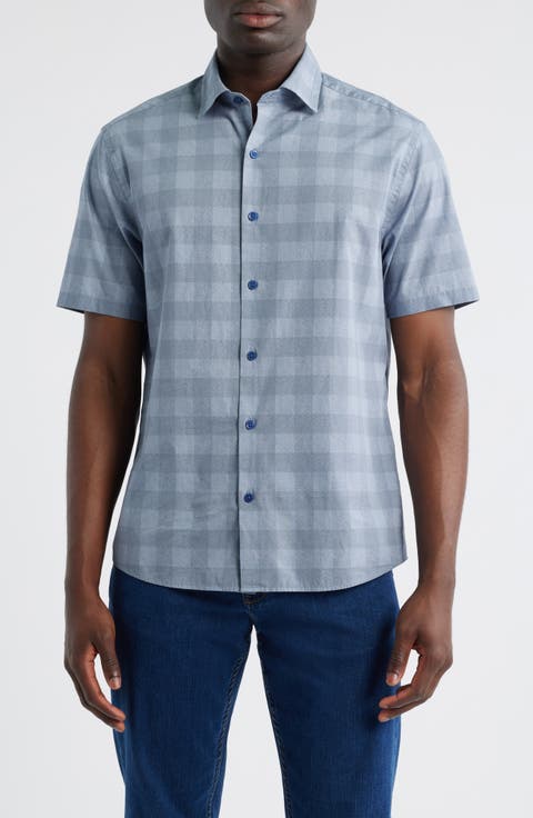 Gabriel Check Short Sleeve Cotton Button-Up Shirt