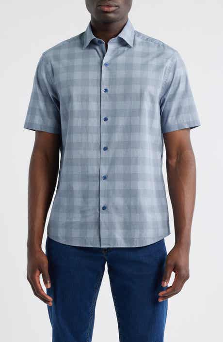Robert Barakett Gabriel Check Short Sleeve Cotton Button-Up Shirt
