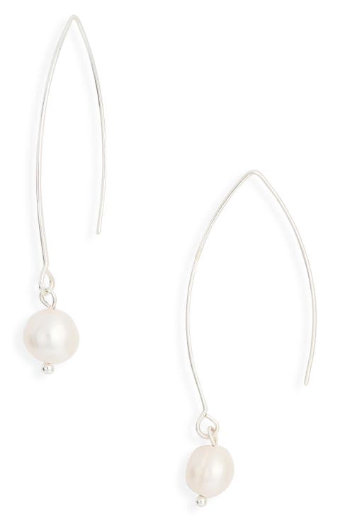 Imitation Pearl V-Hook Earrings