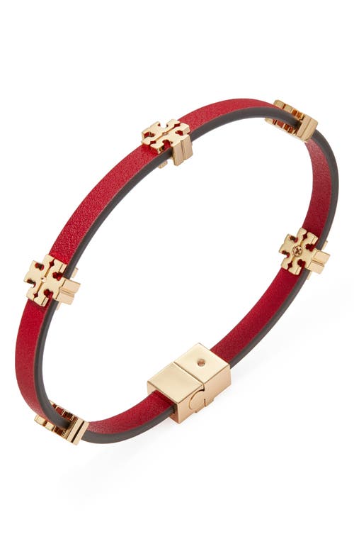 Tory Burch Eleanor Faux Leather Bracelet In Red