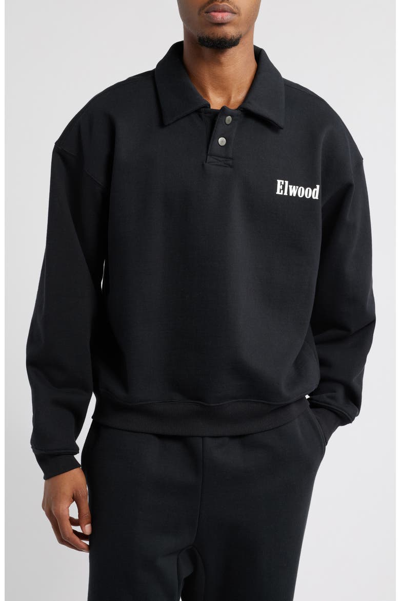 Heavyweight Fleece Polo Collar Sweatshirt, Main, color, COAL