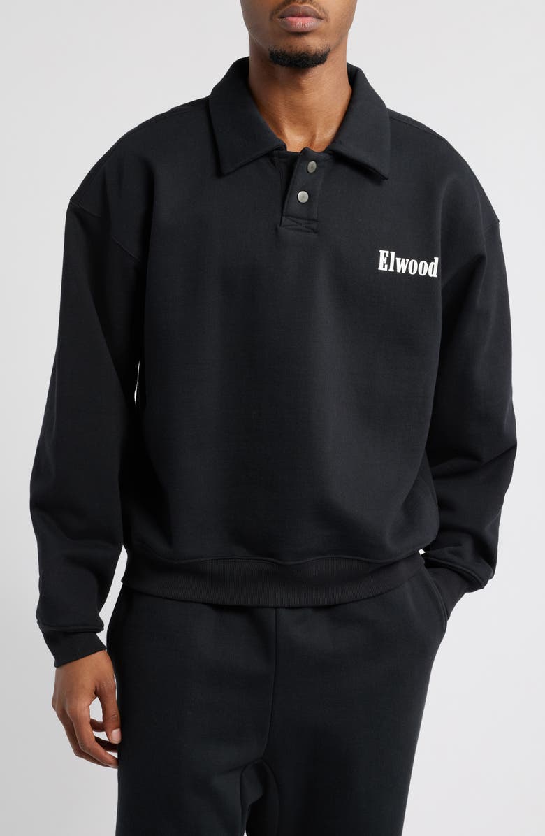 Elwood Heavyweight Fleece Polo Collar Sweatshirt, Main, color, Coal