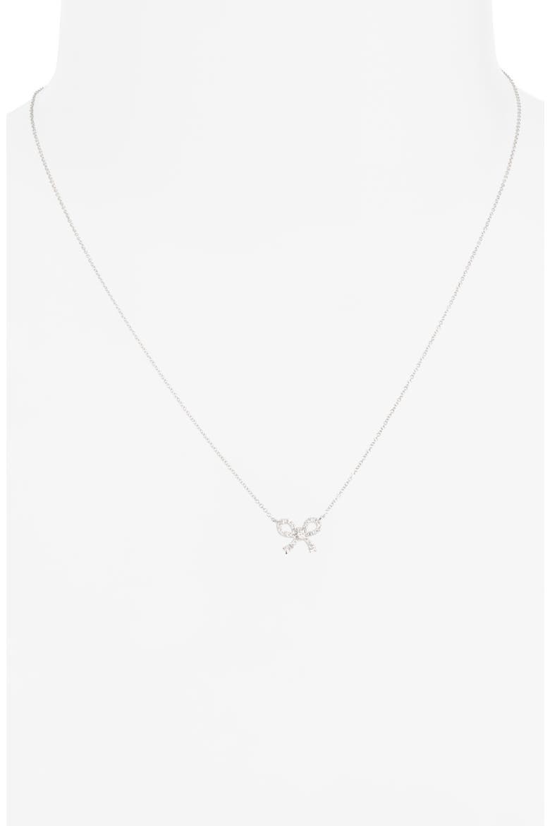 14k Gold Diamond Bow Pendant Necklace, Alternate, color, WHITE GOLD