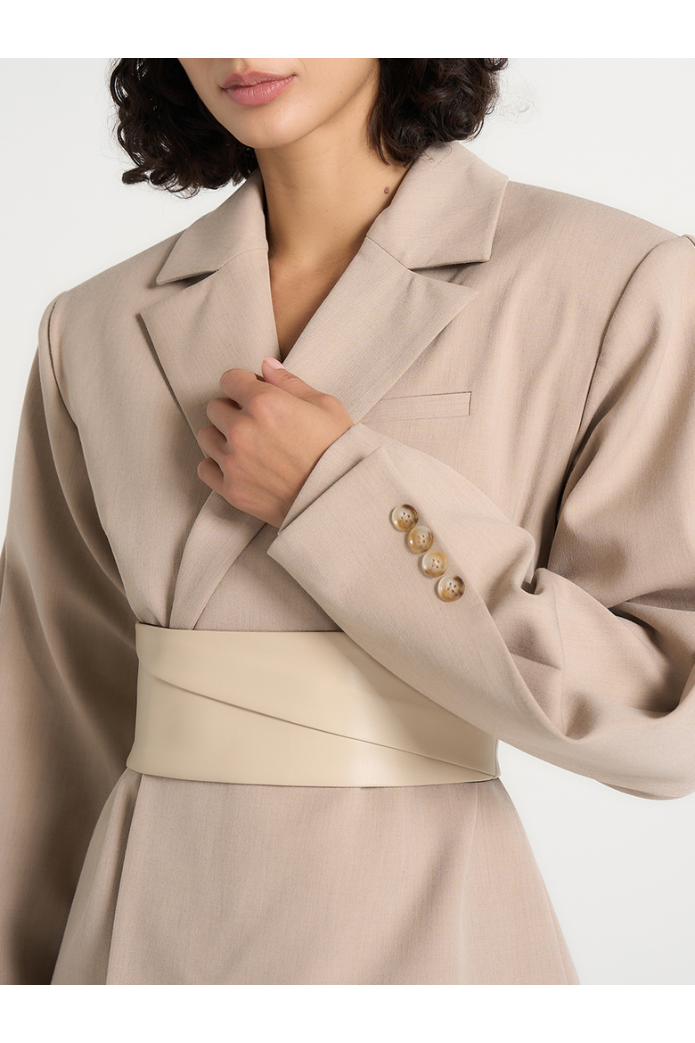 Marie Twist Sleeve Blazer with Belt, Alternate, color, Beige