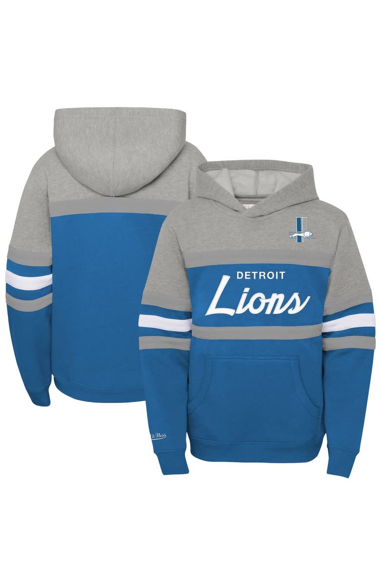 Mitchell & Ness Youth Mitchell & Ness  Blue Detroit Lions Throwback Head Coach Pullover Hoodie, Main, color, Blue