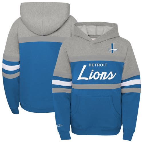 Mitchell & Ness Youth Blue Detroit Lions Throwback Head Coach Pullover Hoodie In Blue