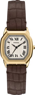 Fossil Harlow Croc Embossed Leather Strap Watch, 27mm