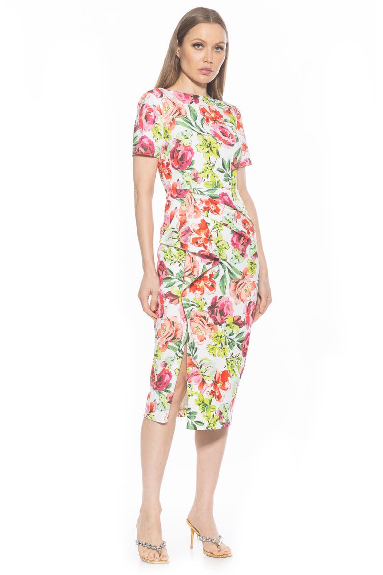 Zayd Midi Sheath Dress, Alternate, color, LARGE FLORAL