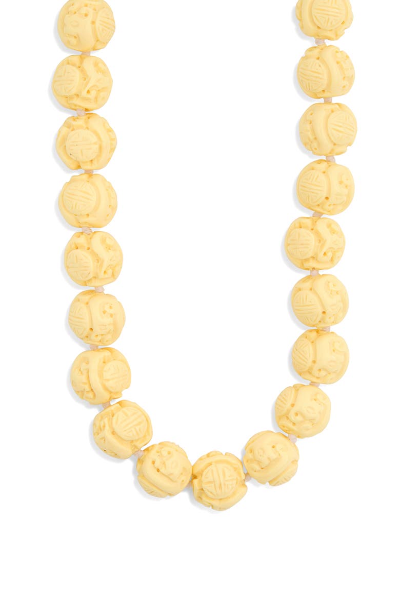 Carved Resin Beaded Necklace, Main, color, IVORY