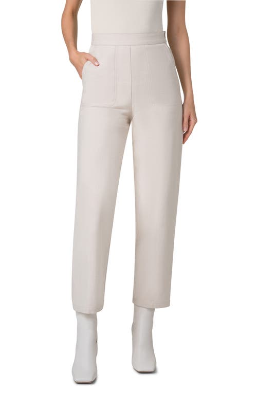 Akris Flynn High Waist Stretch Cotton Twill Ankle Pants in Greige 