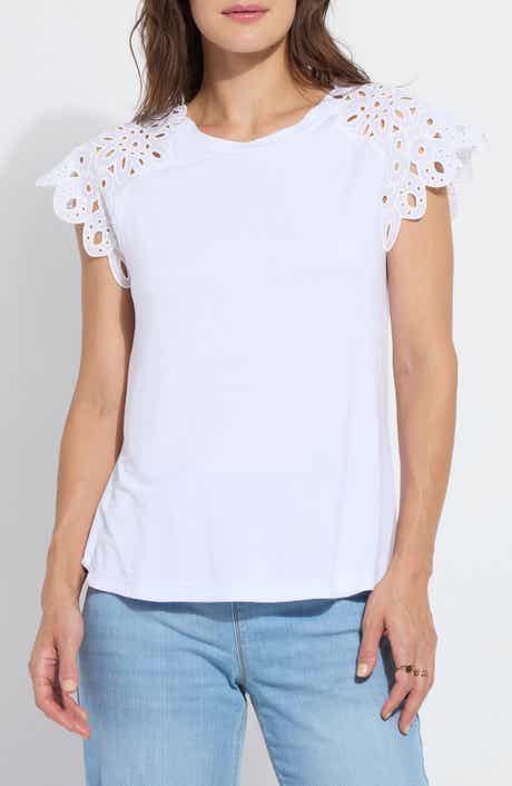 Lysse Katarina Eyelet Cap Sleeve T-Shirt