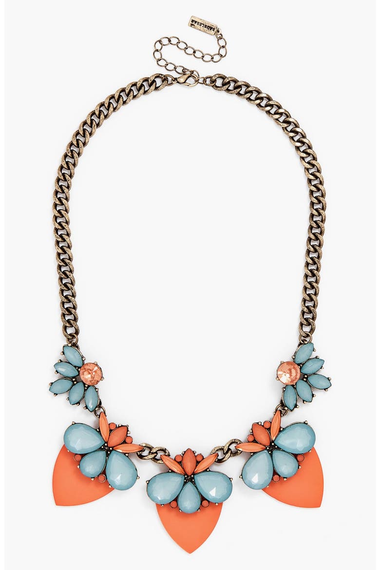 'Lucite Persimmon' Bib Necklace, Main, color, ORANGE/ GOLD