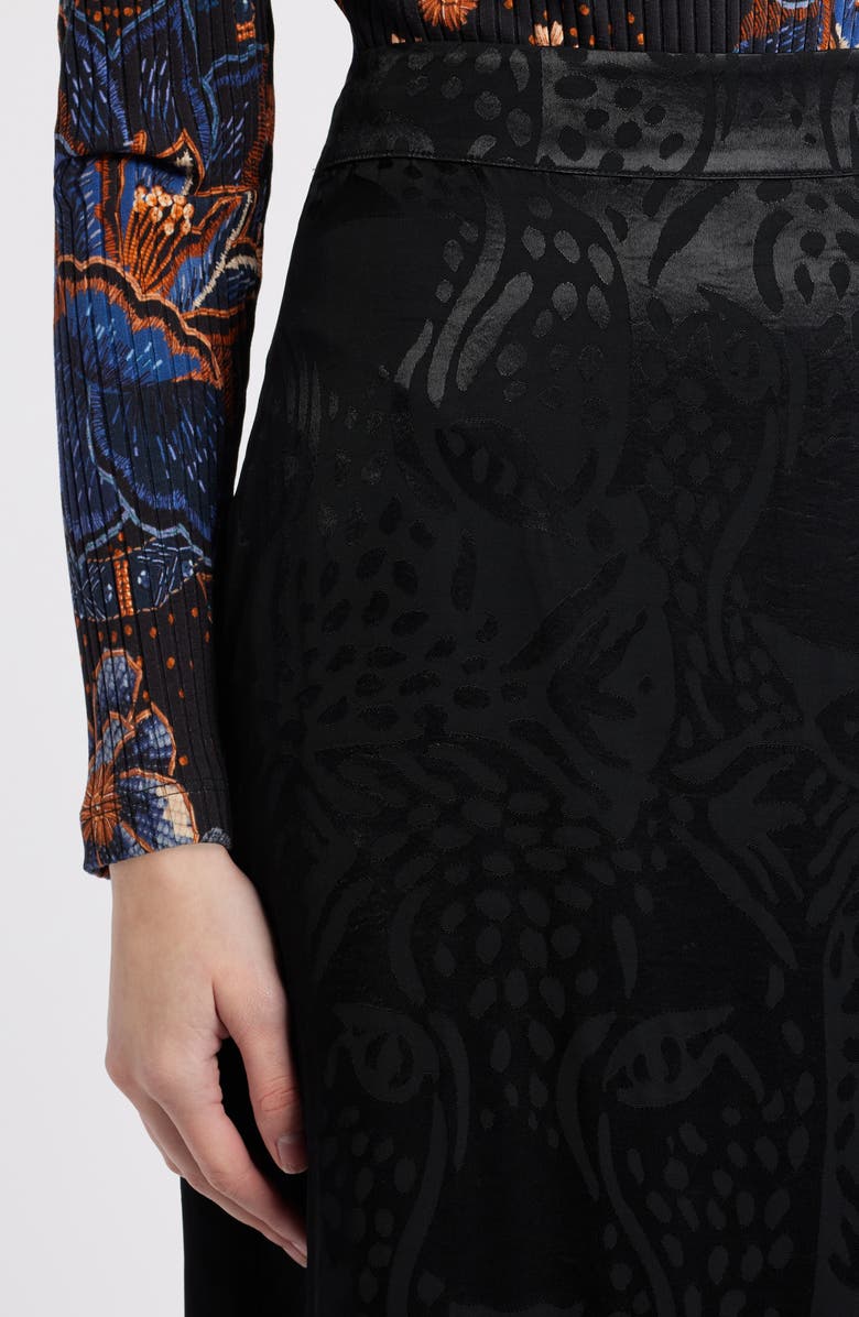 FARM Rio Midnight Leopards Jacquard Maxi Skirt, Alternate, color, Black