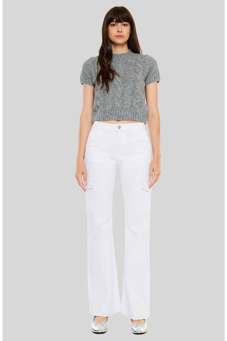 Marilyn High Rise Wide Flare Jeans, Alternate, color, White
