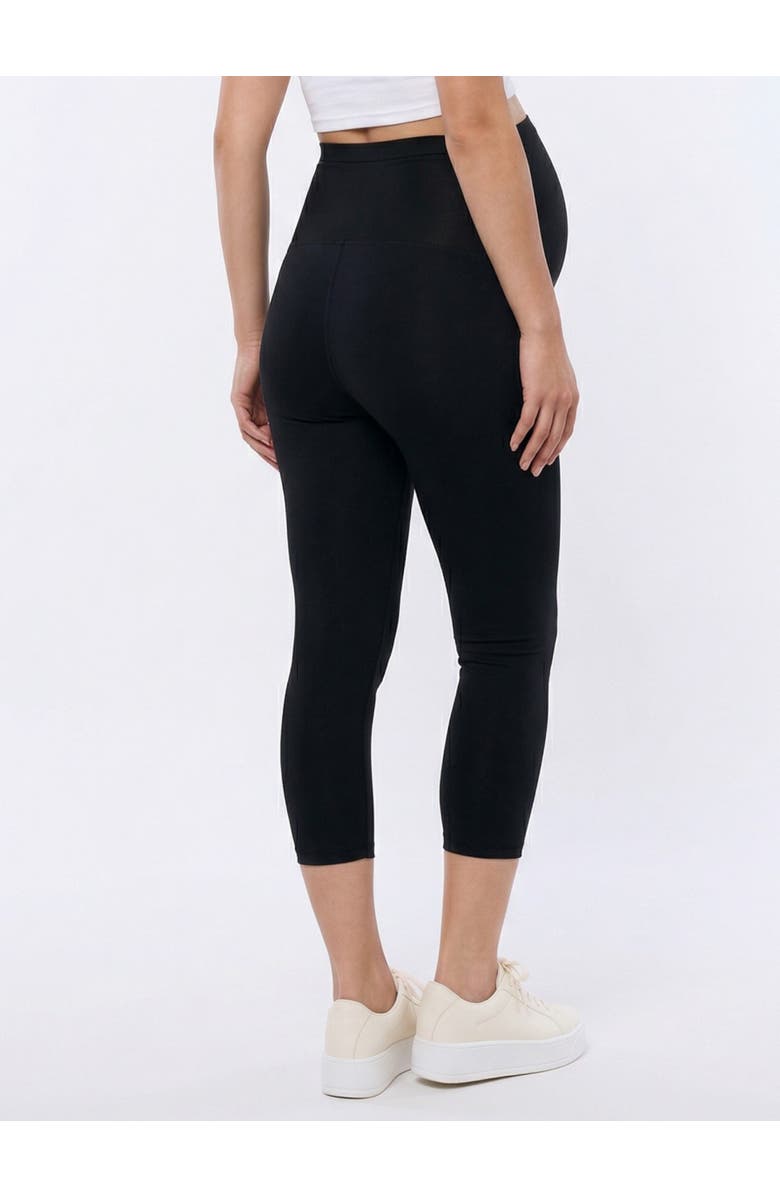 MOTHERHOOD MATERNITY Essential Stretch Secret Fit Over the Belly Maternity Crop Leggings, Alternate, color, Black