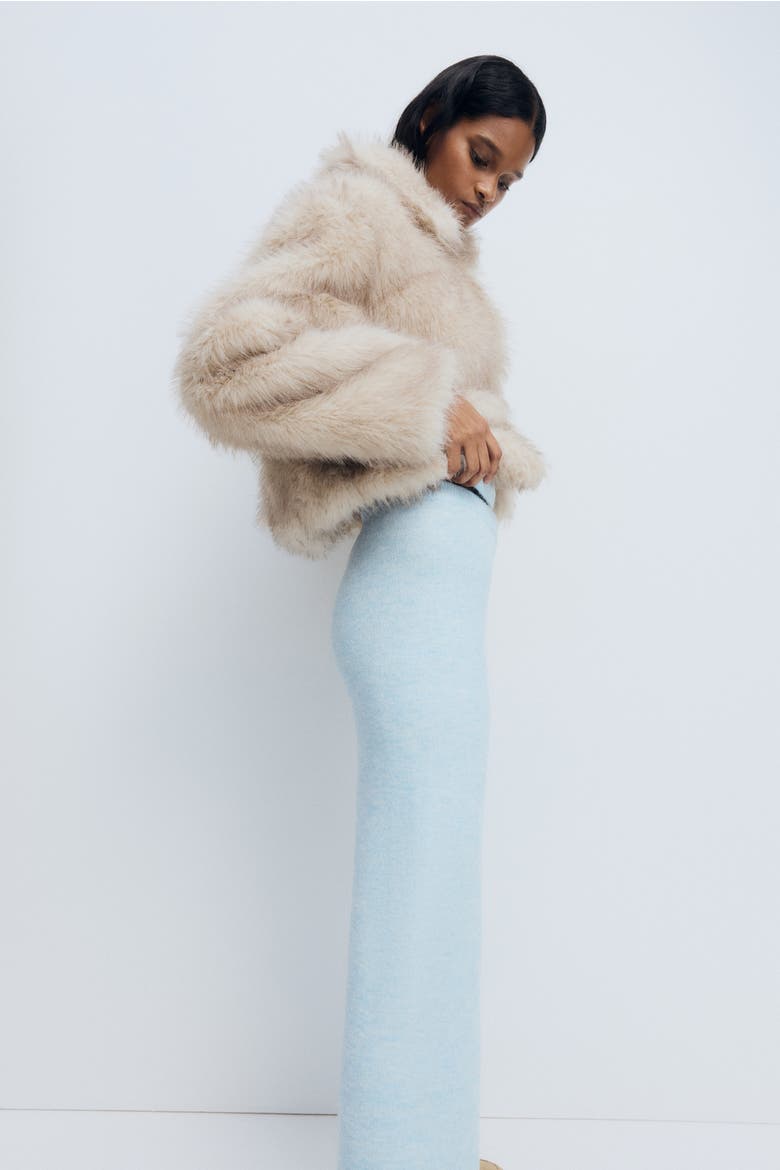 Knitted Pull-on Trousers, Alternate, color, Light blue melange