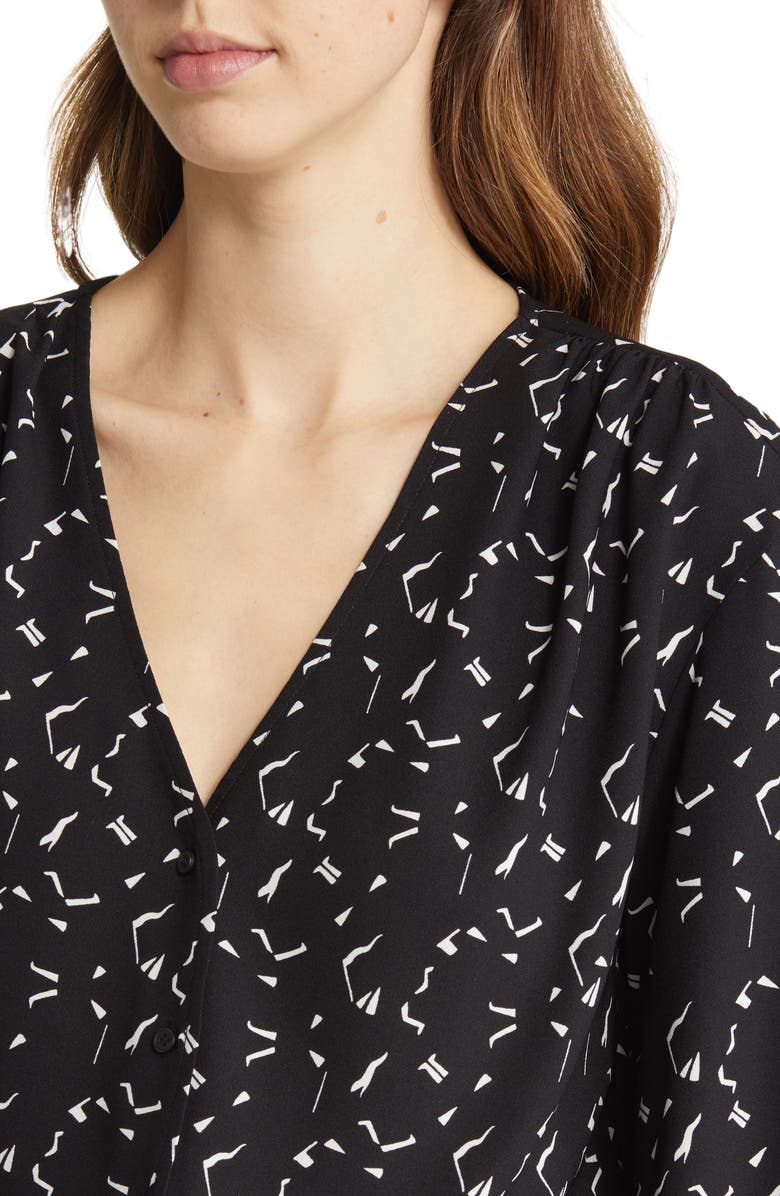 Nordstrom Print V-Neck Blouse, Alternate, color,