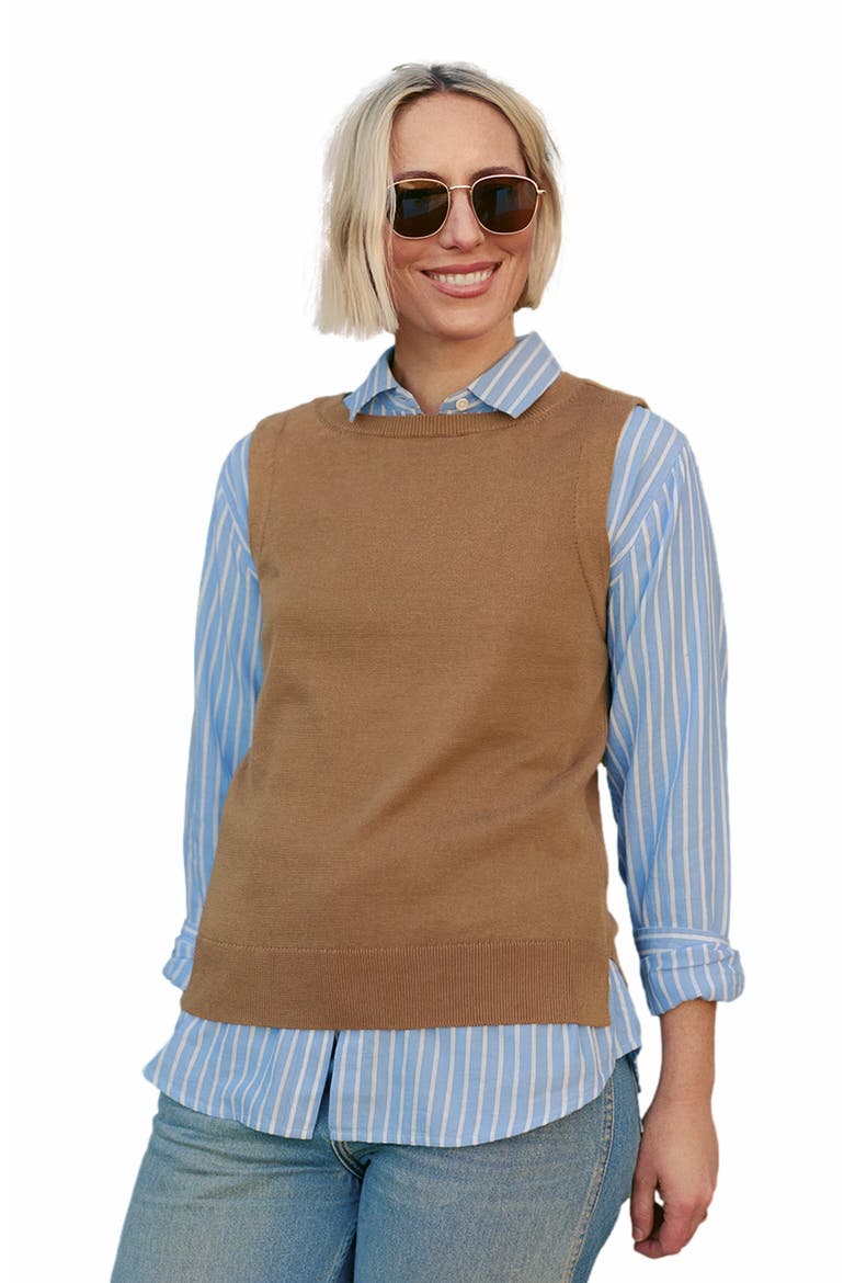 Organic Cotton Classic Fine Knit Shell, Alternate, color, Brown Sugar
