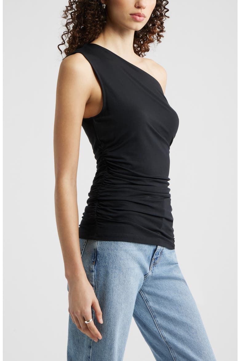 Asymmetric One-Shoulder Top, Alternate, color, BLACK