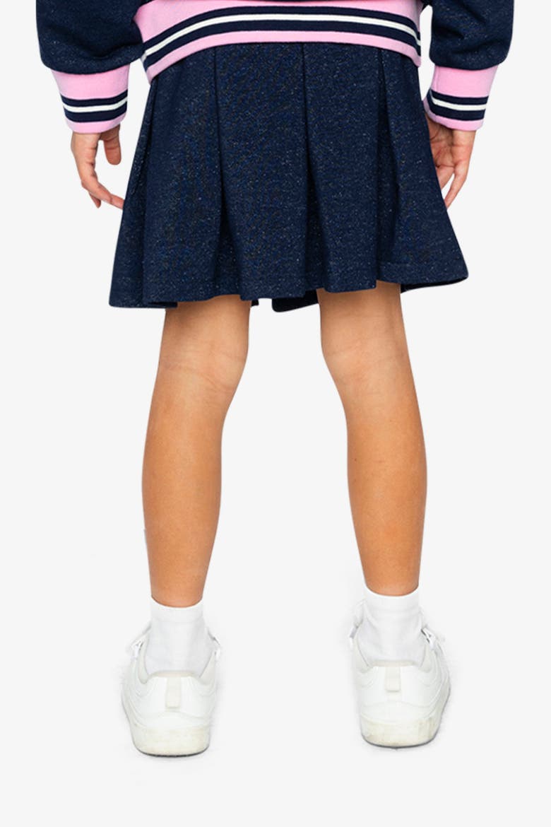 Ivy Pleated Soft Shimmer French Terry Skirt, Alternate, color, Navy Blue Denim