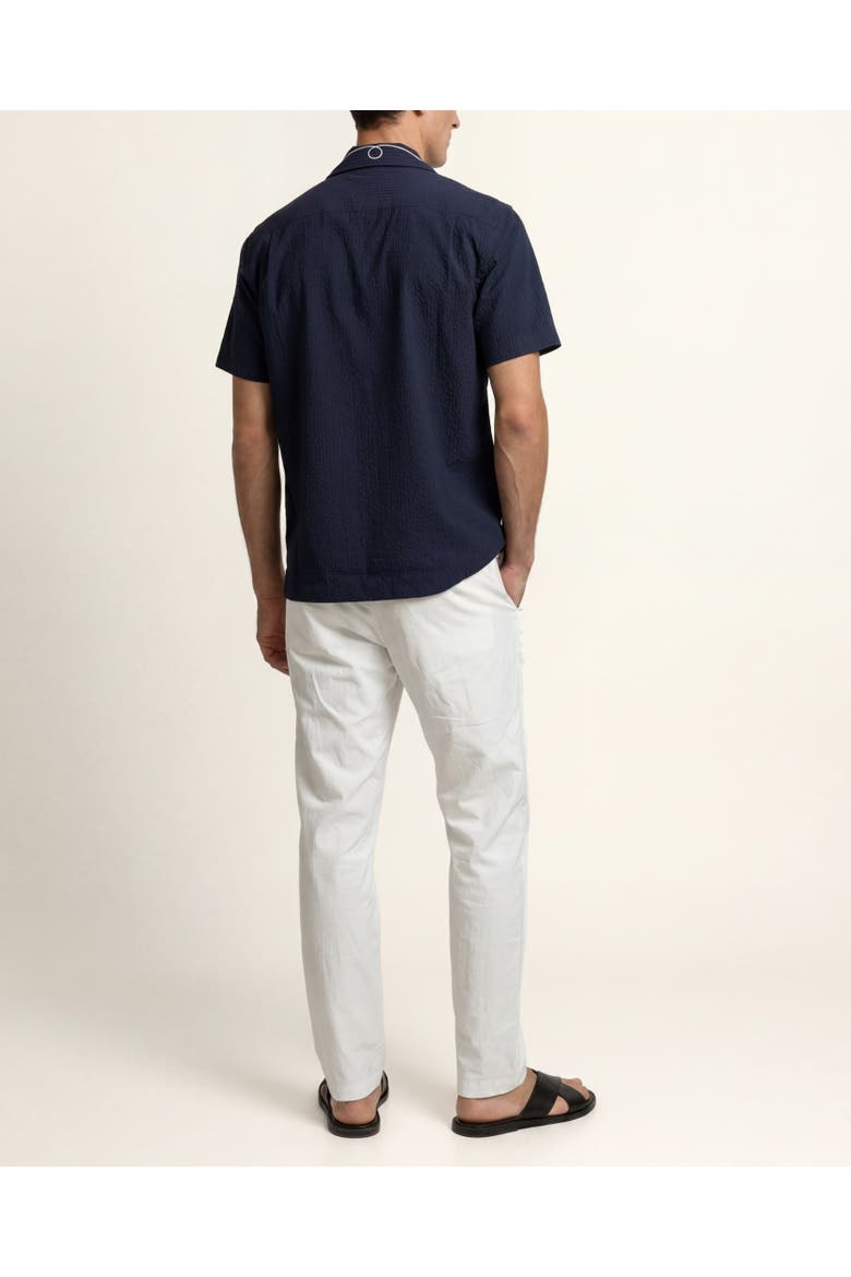 Maitan Embroidery Relaxed Fit Embroidered Seersucker Shirt, Alternate, color, Night Iris
