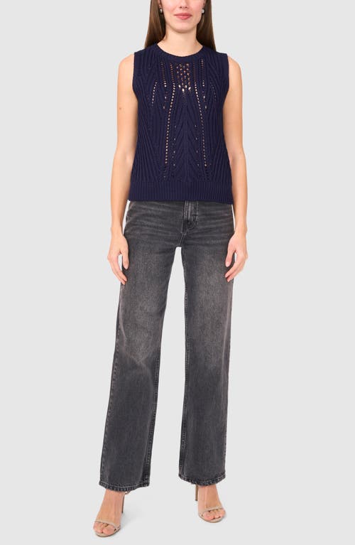 Halogenr Halogen(r) Open Stitch Sleeveless Sweater In Classic Navy