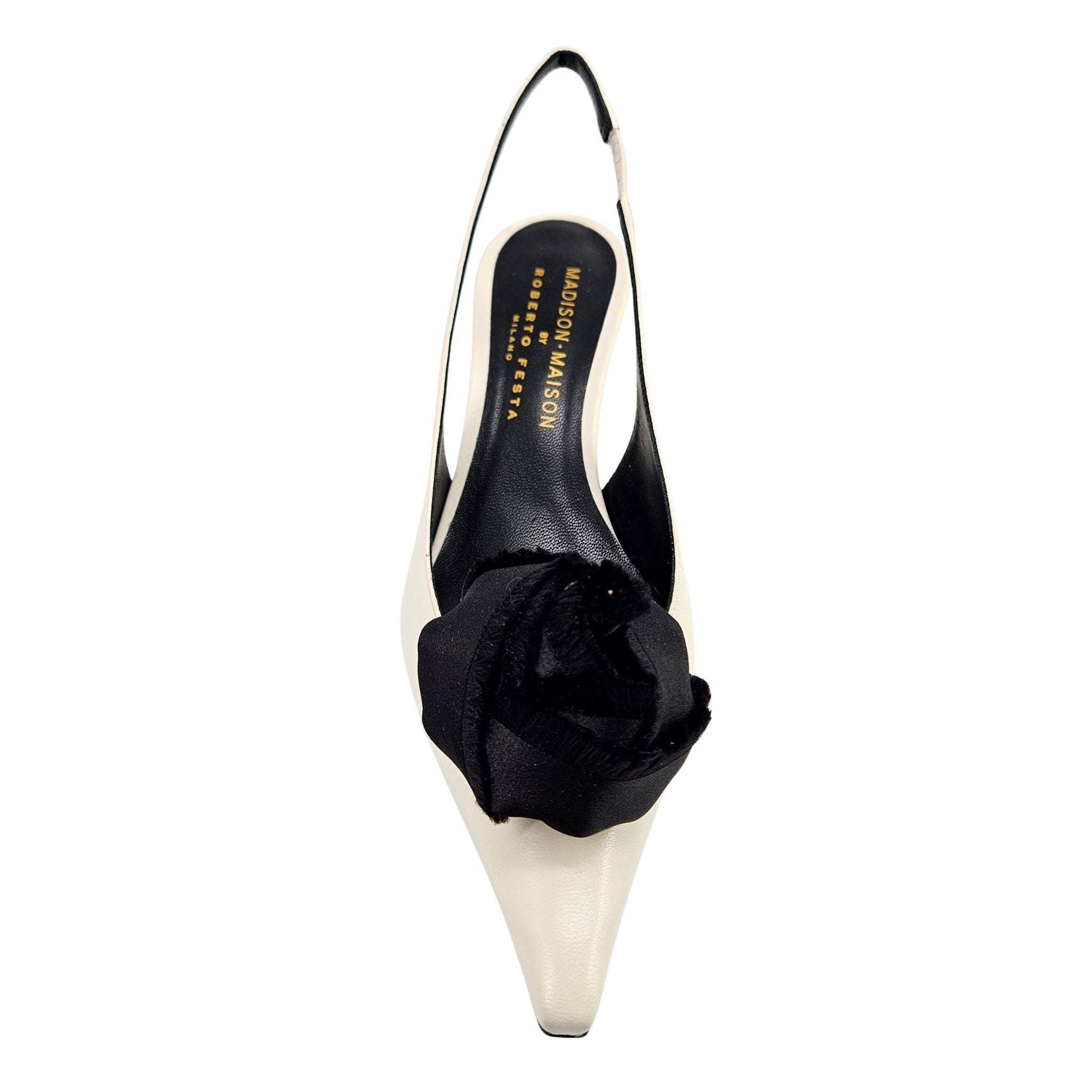 x Roberto Festa Istinya Flower Leather Slingback Kitten Heel, Alternate, color, beige