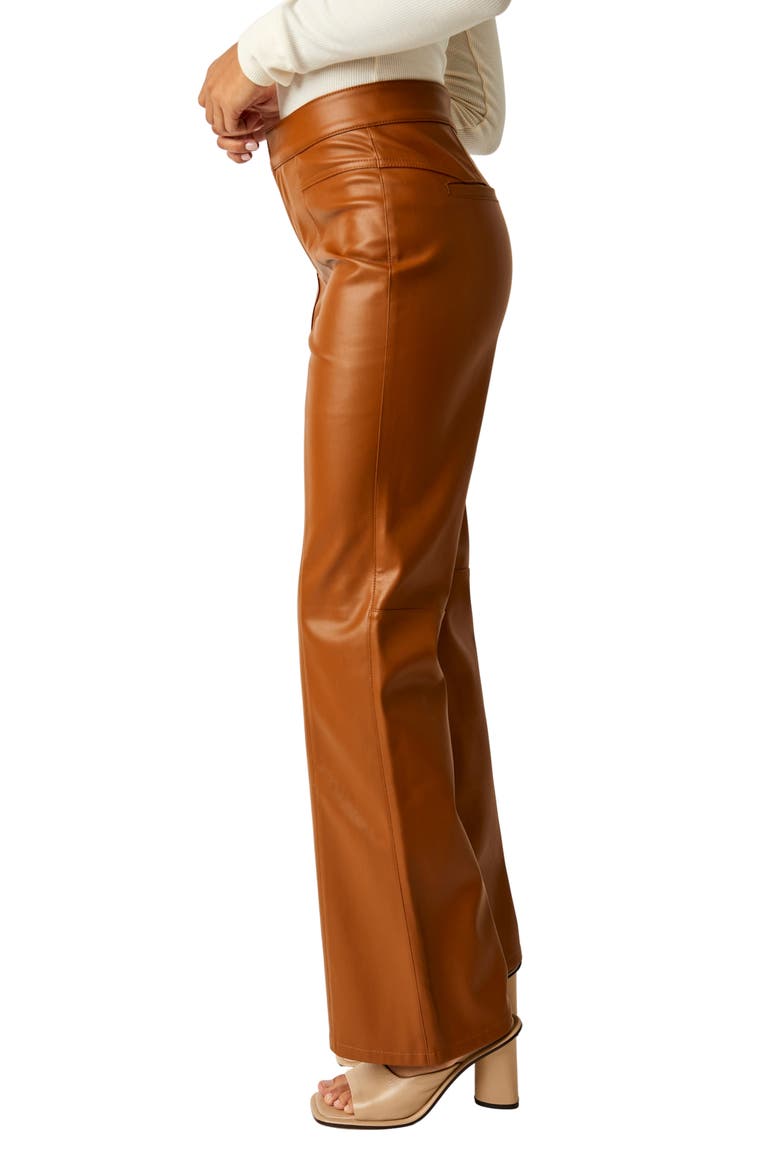 Uptown High Waist Faux Leather Flare Pants, Alternate, color, BROWN
