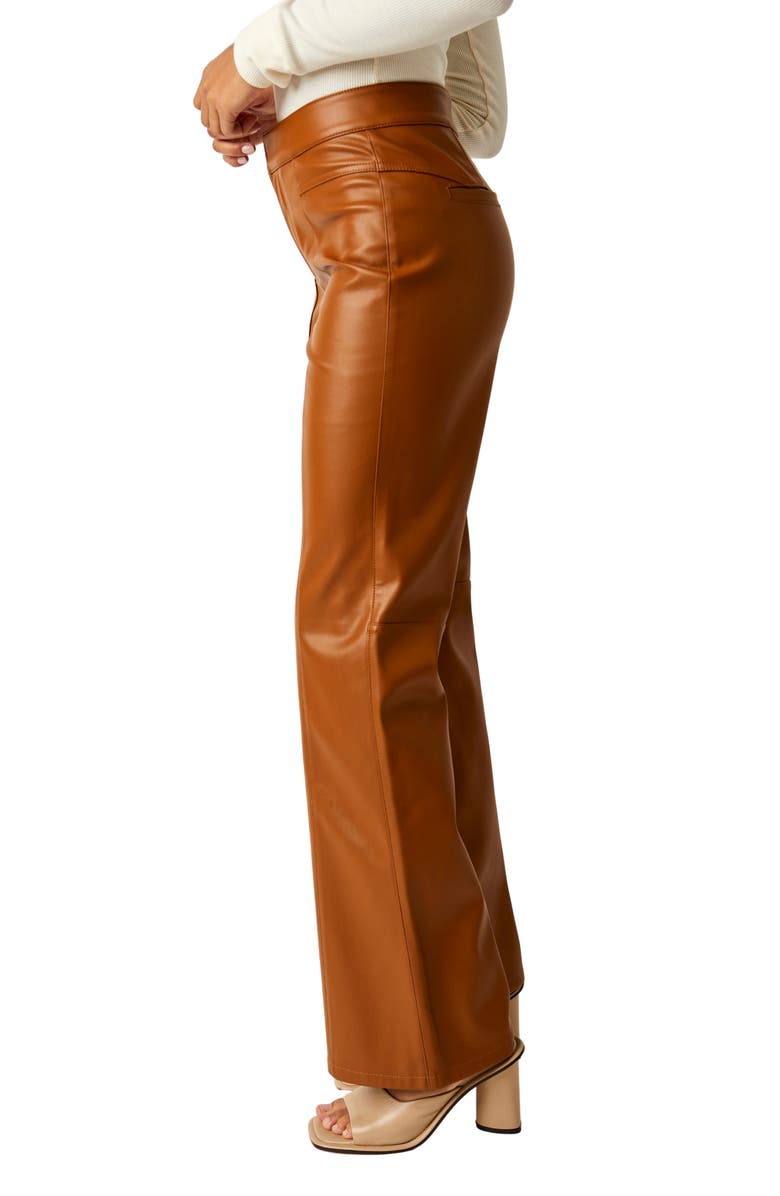 Free People Uptown High Waist Faux Leather Flare Pants, Alternate, color, Brown