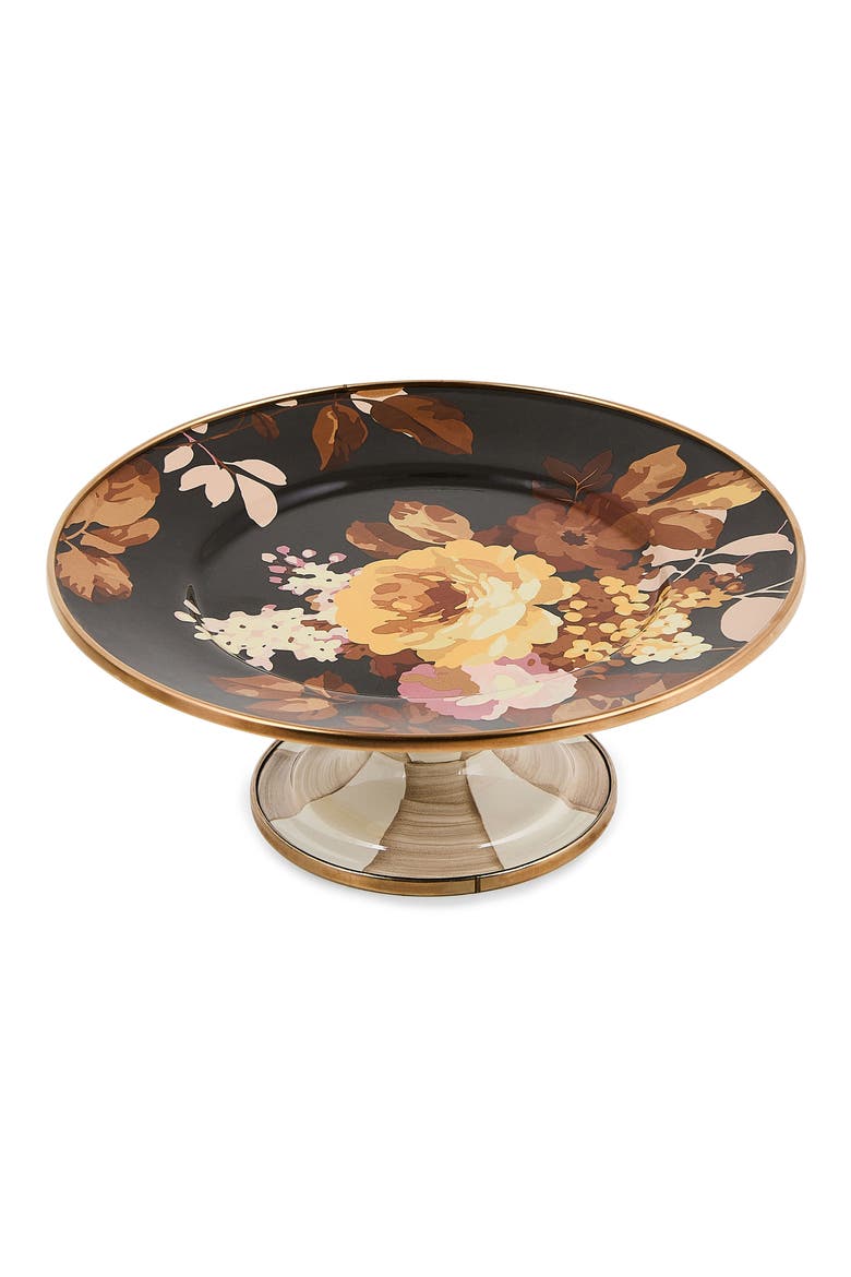 Wild Rose Mini Pedestal Platter, Alternate, color, BROWN