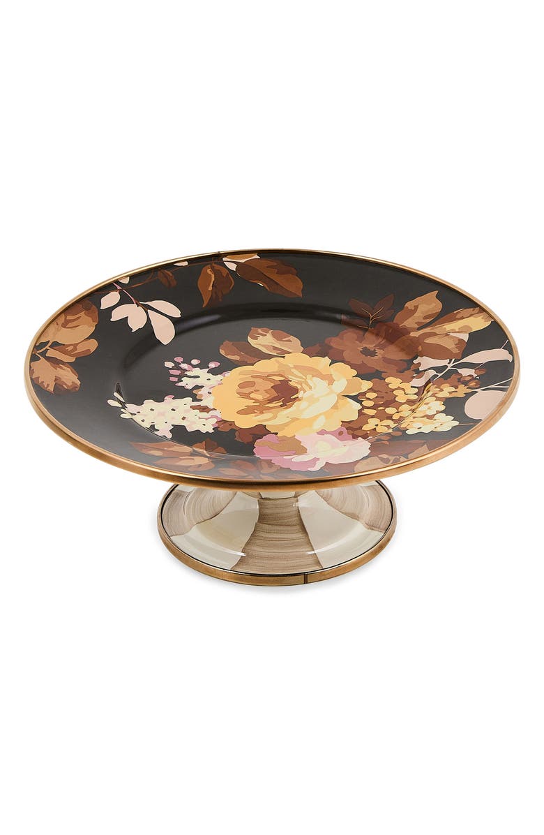 MACKENZIE CHILDS Wild Rose Mini Pedestal Platter, Alternate, color, Brown